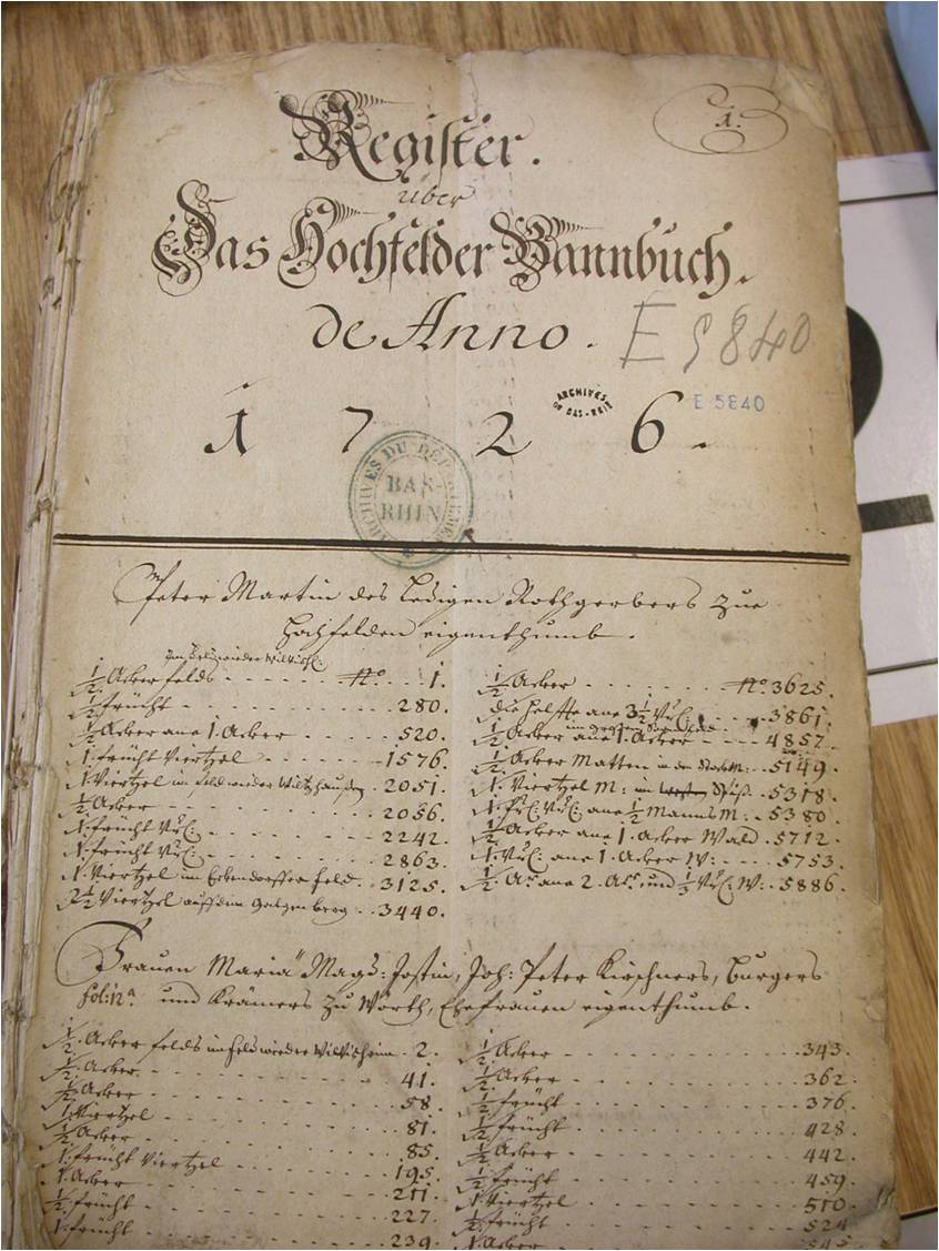 terrier
                hochfelden 1726