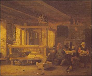 Interieur tisserand XVIIe
                  siecle